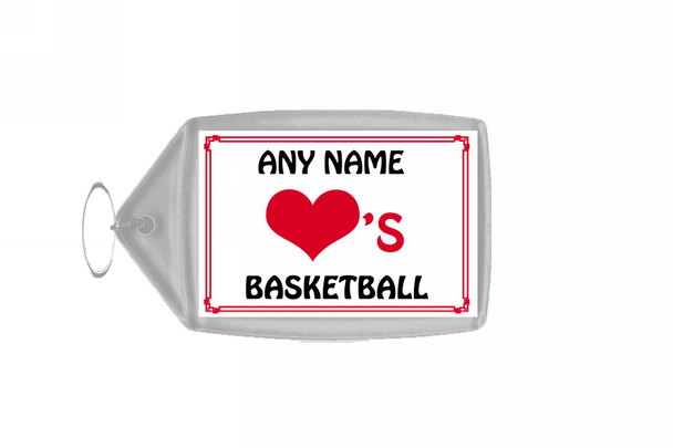 Love Heart Basketball Personalised Keyring