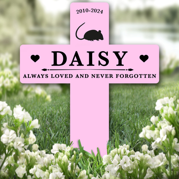 Cross Pink Mouse Silhouettes Pet Remembrance Garden Plaque Grave Memorial Stake