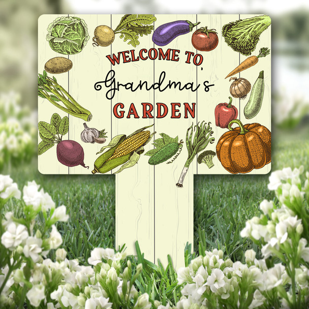 Welcome To Grandma's Garden Personalised Gift Garden Plaque Sign Ground Stake