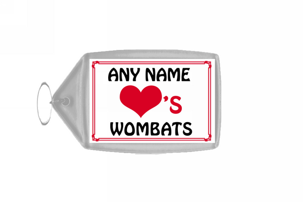 Love Heart Wombats Personalised Keyring