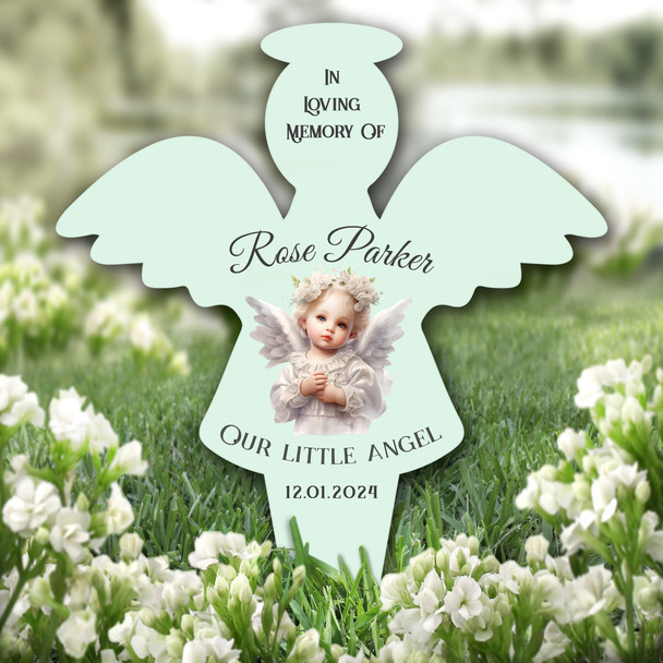 Angel Baby Green Remembrance Garden Plaque Grave Marker Memorial Stake