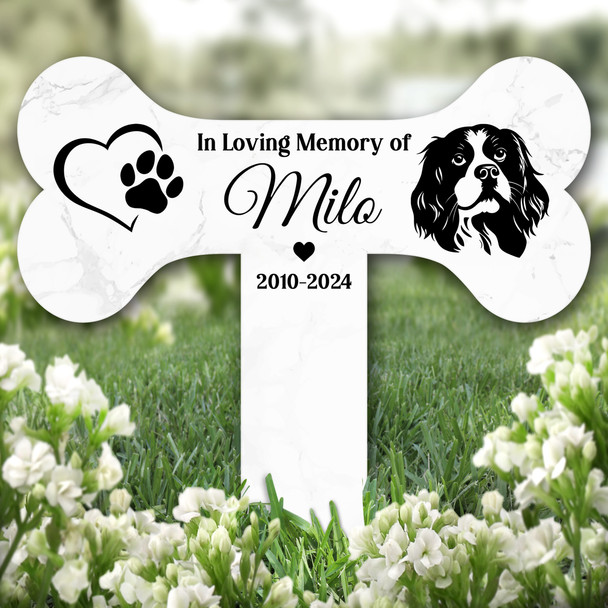 Bone Heart King Charles Spaniel Dog Pet Remembrance Grave Plaque Memorial Stake