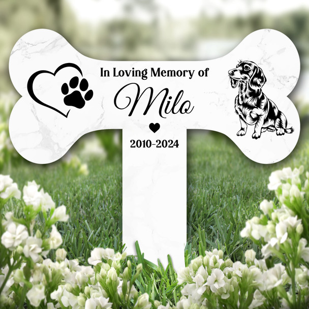 Bone Heart Dachshund Dog Pet Remembrance Garden Plaque Grave Memorial Stake