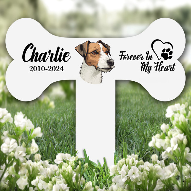 Bone Jack Russell Terrier Dog Heart Pet Remembrance Grave Plaque Memorial Stake