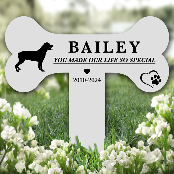 Bone Rottweiler Dog Pet Remembrance Garden Plaque Grave Marker Memorial Stake