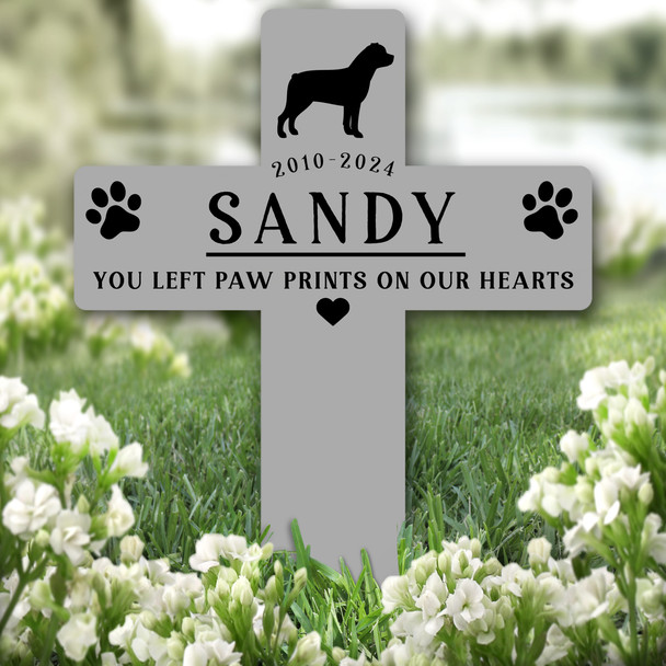 Cross Grey Rottweiler Dog Pet Remembrance Garden Plaque Grave Memorial Stake