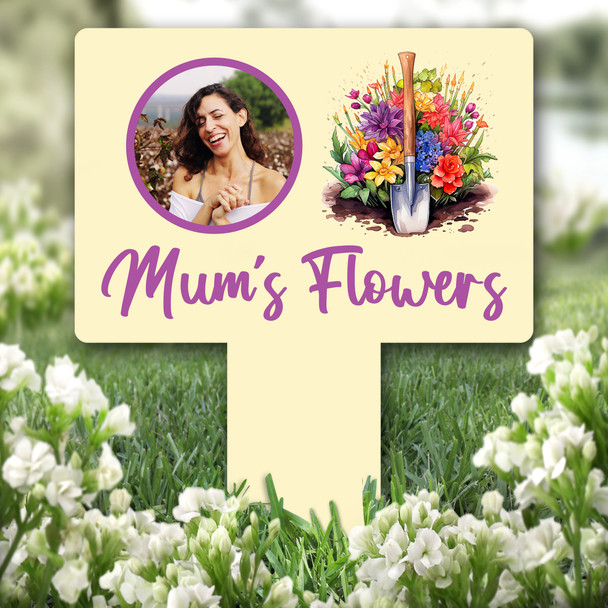 Photo Yellow Mum's Flowers Garden Personalised Gift Garden Plaque Sign Stake