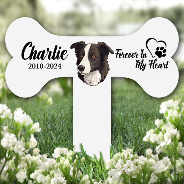 Bone Border Collie Dog Heart Pet Remembrance Grave Garden Plaque Memorial Stake