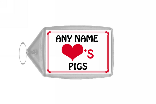 Love Heart Pigs Personalised Keyring