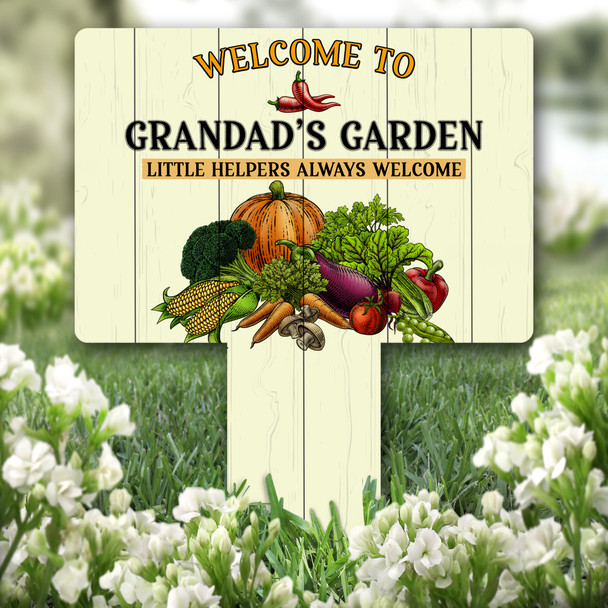 Vegetable Welcome To Grandad's Garden Personalised Gift Garden Plaque Sign Stake