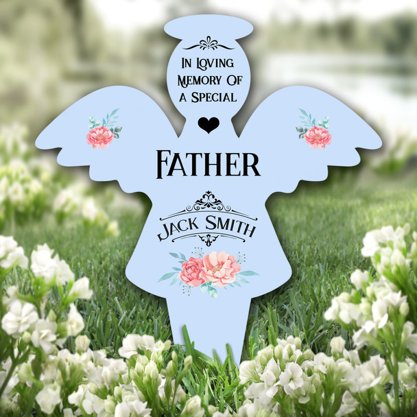 Angel Blue Special Father Floral Remembrance Garden Plaque Grave Memorial Stake