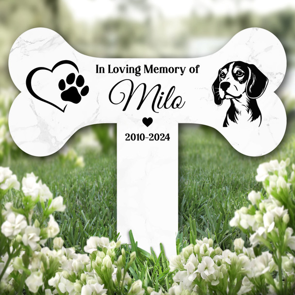 Bone Heart Beagle Dog Pet Remembrance Garden Plaque Grave Marker Memorial Stake