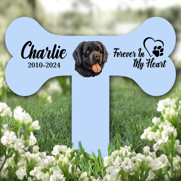 Bone Blue Newfoundland Dog Heart Pet Remembrance Grave Plaque Memorial Stake