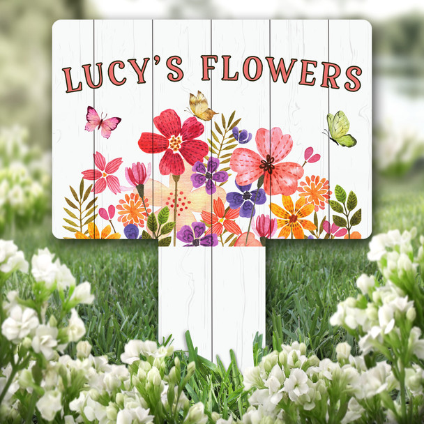 Watercolour Flowers & Butterflies Garden Gift Garden Plaque Sign Stake