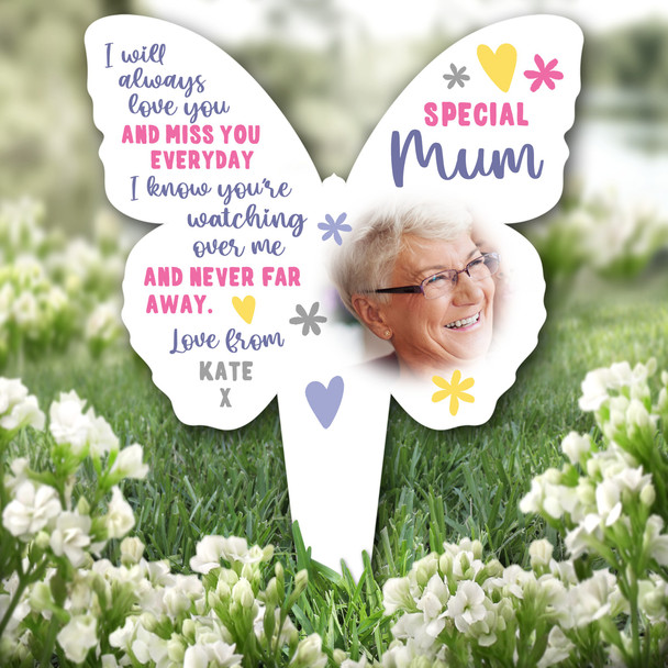 Butterfly Special Mum Photo Remembrance Garden Plaque Grave Memorial Stake