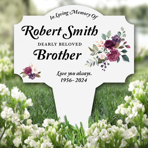 Brother Floral Remembrance Garden Plaque Grave Marker Memorial Stake