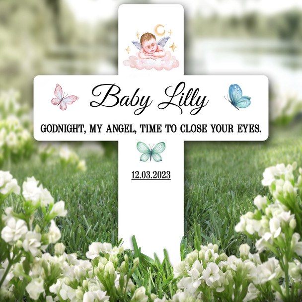 Cross Baby Angel Butterflies Remembrance Garden Plaque Grave Memorial Stake