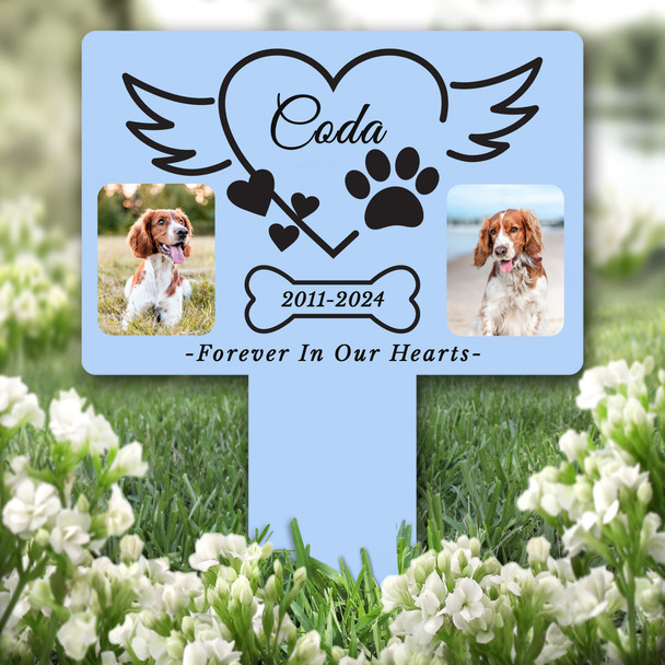 s Wings Photo Dog Cat Pet Blue Remembrance Grave Garden Plaque Memorial Stake