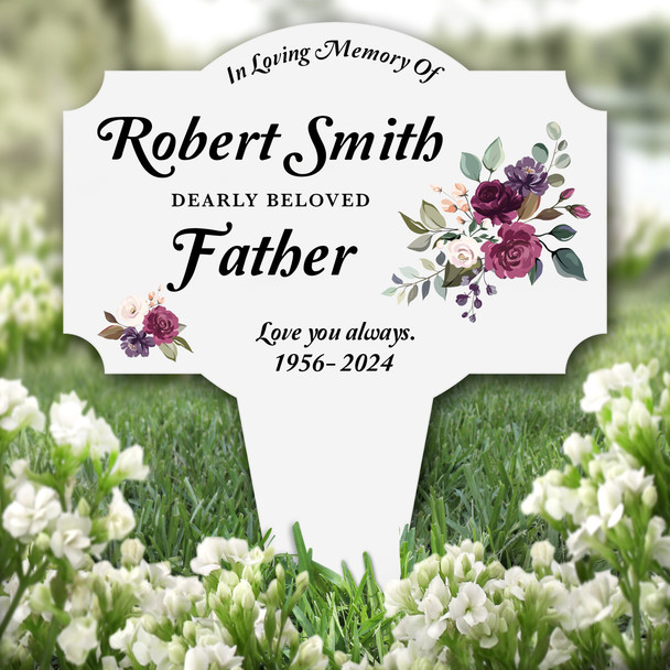 Father Floral Remembrance Garden Plaque Grave Marker Personalised Memorial Stake