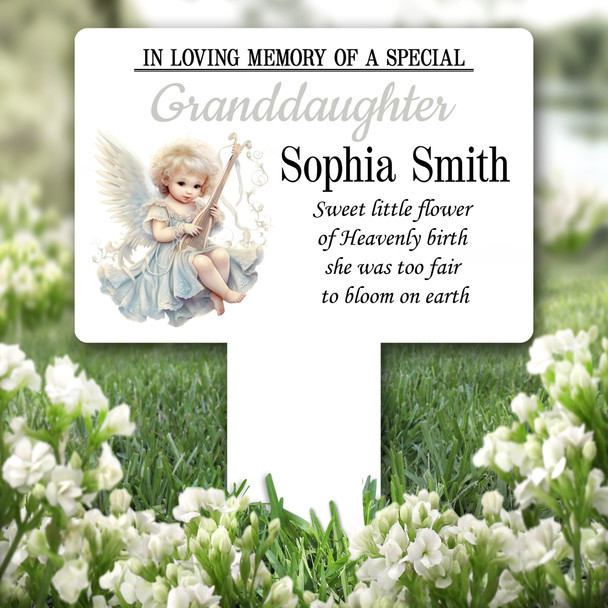 Baby Angel Playing Remembrance Garden Plaque Grave Marker Memorial Stake