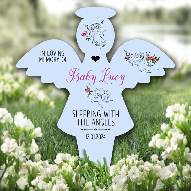 Angel Blue Baby Pink s Remembrance Garden Plaque Grave Marker Memorial Stake