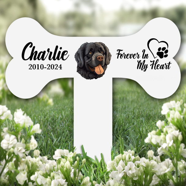 Bone Newfoundland Dog Heart Pet Remembrance Garden Plaque Grave Memorial Stake