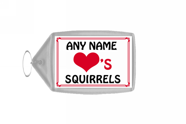 Love Heart Squirrels Personalised Keyring