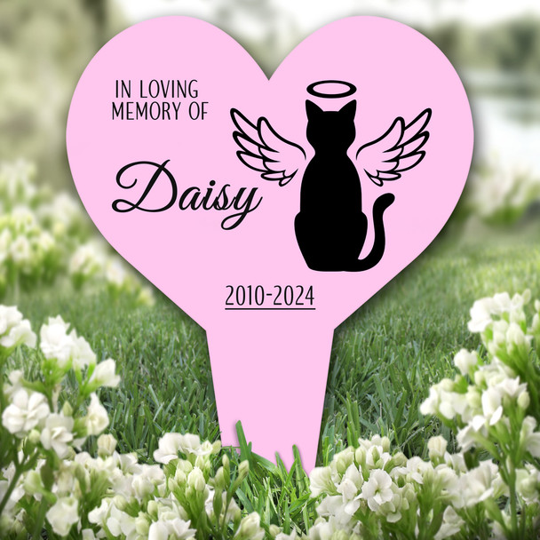 Heart Cat With Wings Pet Pink Remembrance Garden Plaque Grave Memorial Stake