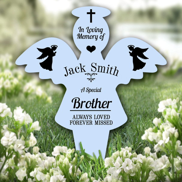 Angel Blue Brother Praying Remembrance Garden Plaque Grave Marker Memorial Stake