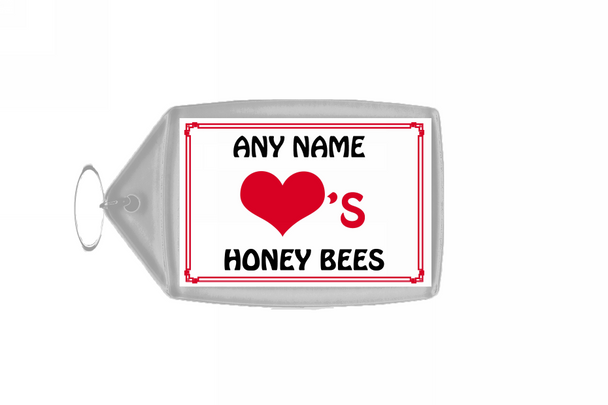 Love Heart Honey Bees Personalised Keyring