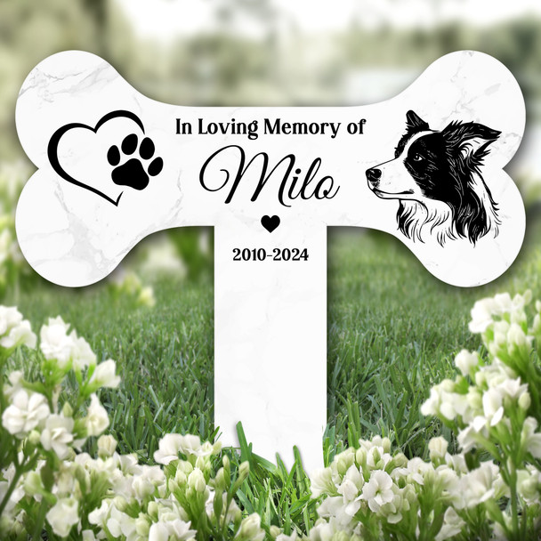 Bone Heart Border Collie Dog Pet Remembrance Grave Garden Plaque Memorial Stake