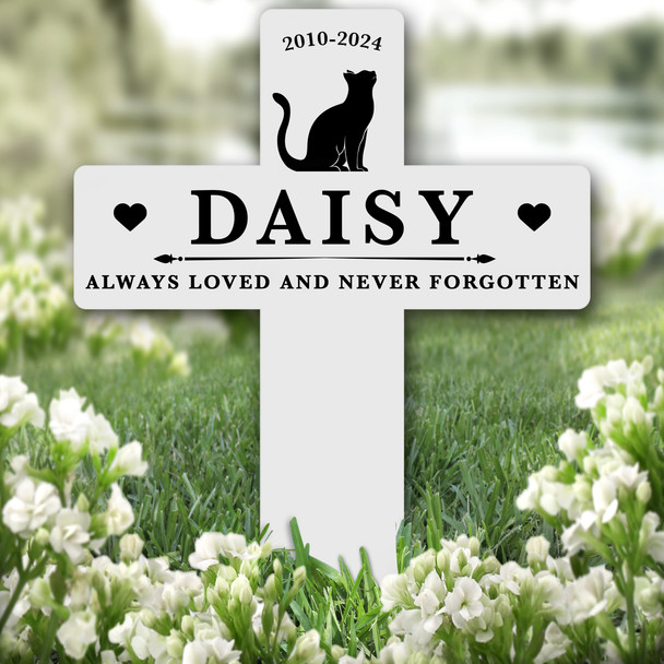 Cross Cat Pet Remembrance Garden Plaque Grave Marker Personalised Memorial Stake