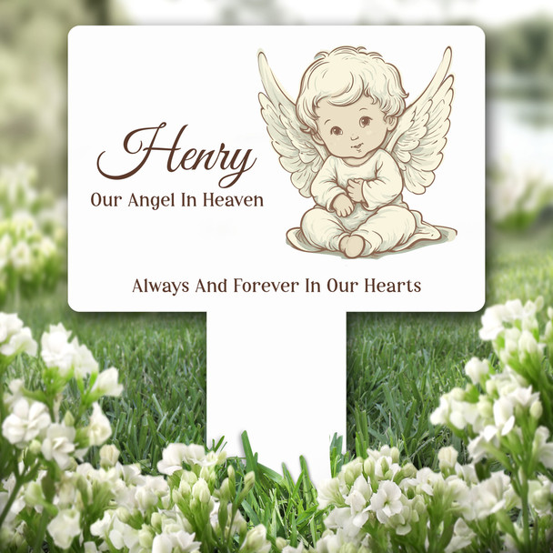 Garden Plaque Baby Angel Remembrance Grave Marker Personalised Memorial Stake