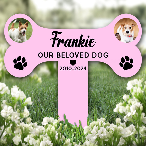 Bone Pink Photo Dog s Pet Remembrance Garden Plaque Grave Marker Memorial Stake