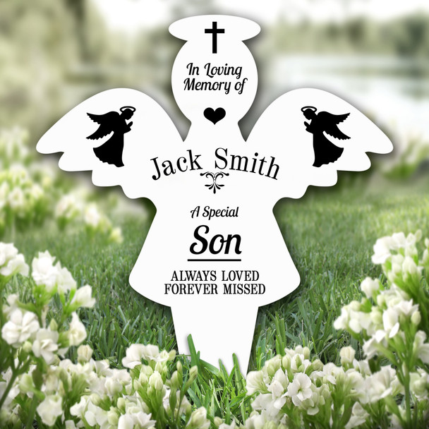 Angel Son Praying Remembrance Garden Plaque Grave Personalised Memorial Stake