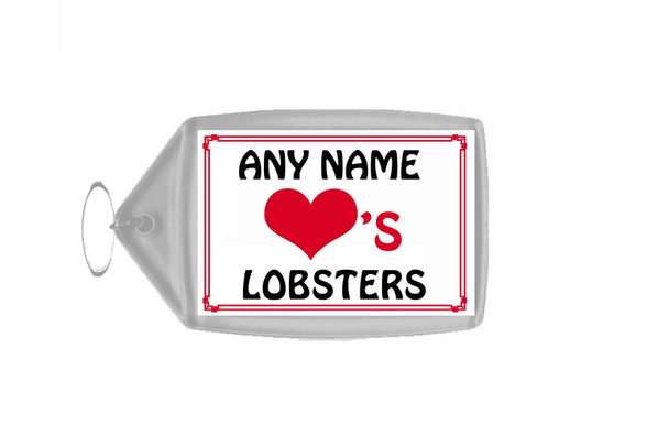 Love Heart Lobsters Personalised Keyring