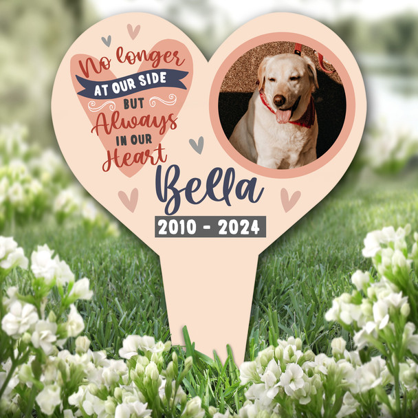 Heart Dog Cat Any Animal Loss Peach Photo Pet Grave Garden Plaque Memorial Stake
