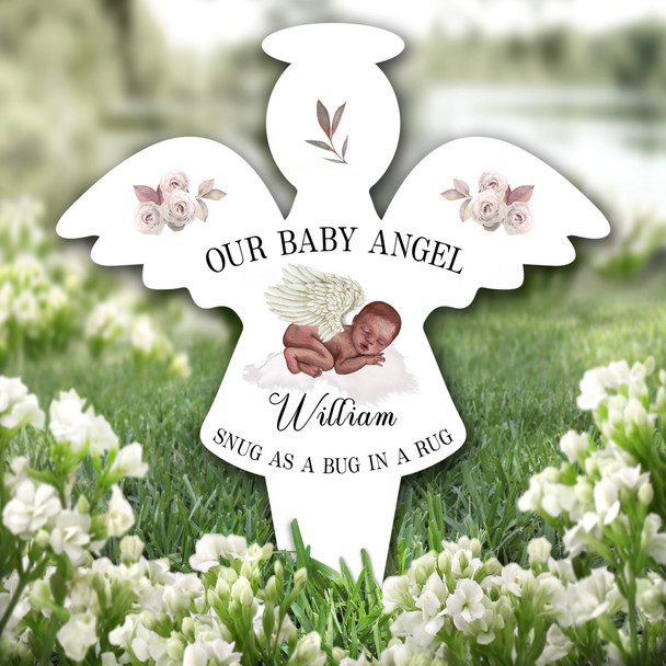 Angel Dark Skin Baby Remembrance Garden Plaque Grave Marker Memorial Stake