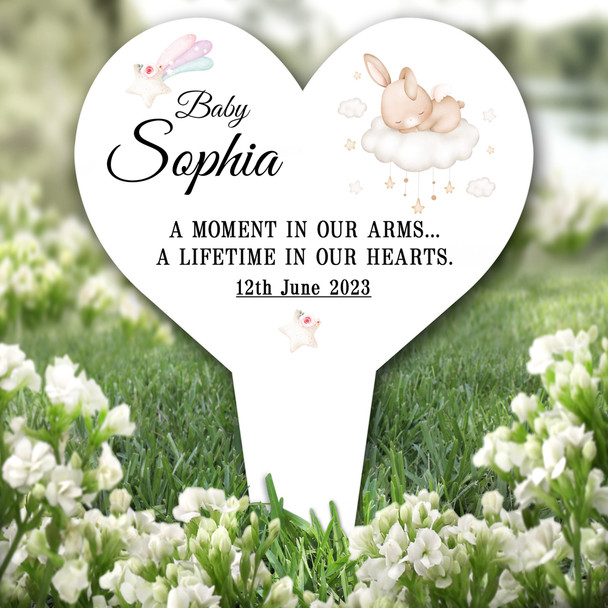 Heart Baby Bunny Remembrance Garden Plaque Grave Marker Memorial Stake