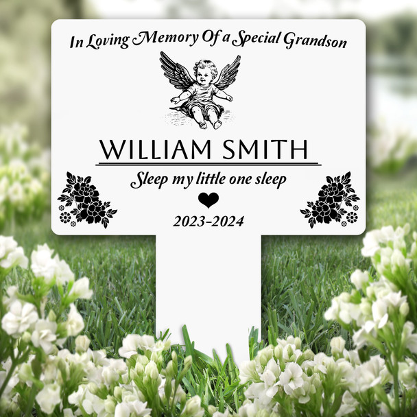 Grandson Baby Angel Black Remembrance Garden Plaque Grave Marker Memorial Stake