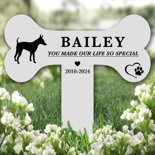 Bone Miniature Pinscher Dog Pet Remembrance Garden Plaque Grave Memorial Stake