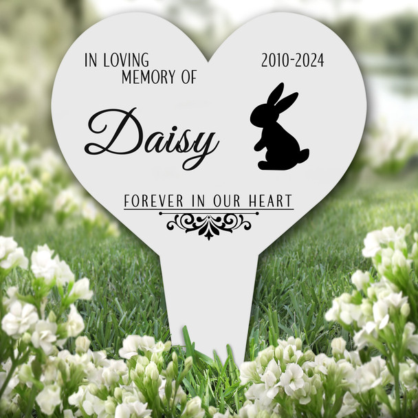 Heart Bunny Pet Remembrance Garden Plaque Grave Personalised Memorial Stake