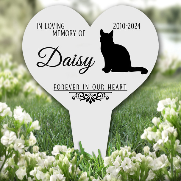 Heart Cat Pet Remembrance Garden Plaque Grave Marker Personalised Memorial Stake