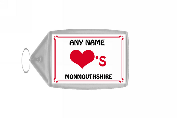 Love Heart Monmouthshire Personalised Keyring