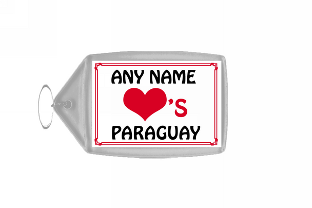 Love Heart Paraguay Personalised Keyring