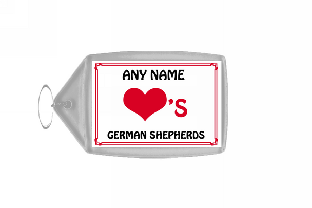 Love Heart German Shepherds Personalised Keyring