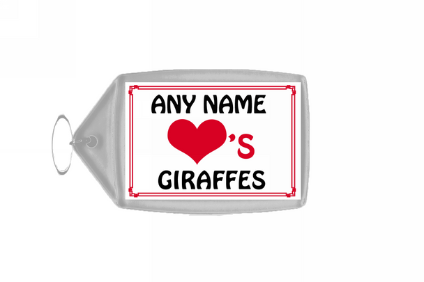 Love Heart Giraffes Personalised Keyring