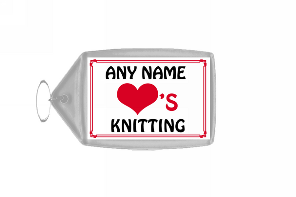 Love Heart Knitting Personalised Keyring