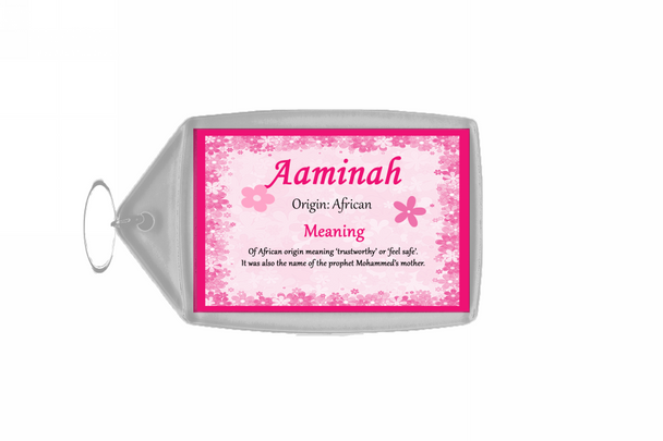 Aaminah Personalised Name Meaning Keyring