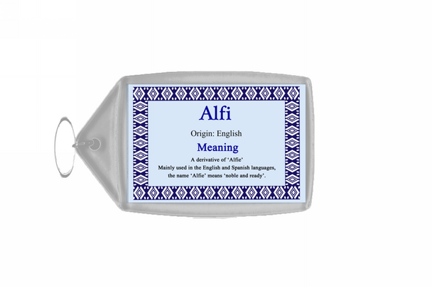 Alfi Personalised Name Meaning Keyring